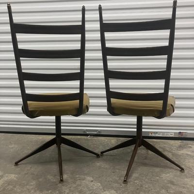 Pair of Vintage Mid-Century Modern Viko Baumritter Swivel Lounge Chairs - Original Yellow Vinyl