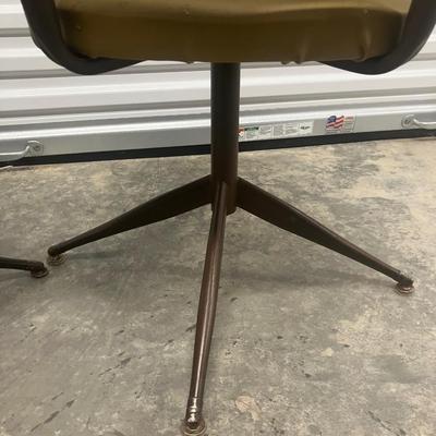 Pair of Vintage Mid-Century Modern Viko Baumritter Swivel Lounge Chairs - Original Yellow Vinyl