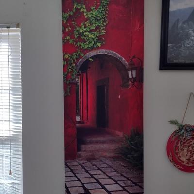 Large Art Print on Canvas Red Archway
