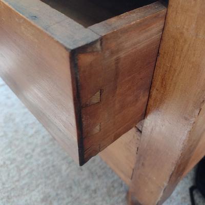 Vintage Solid Wood Double Drawer Pedestal Side Table