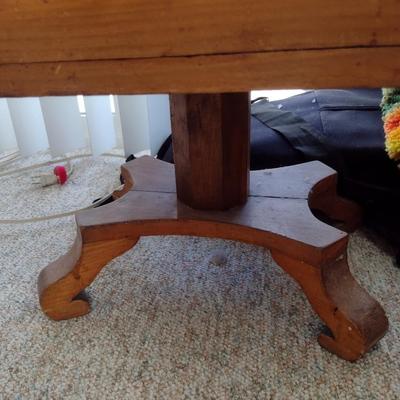 Vintage Solid Wood Double Drawer Pedestal Side Table