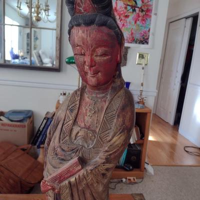 Wood Carved Goddess Statue 36"