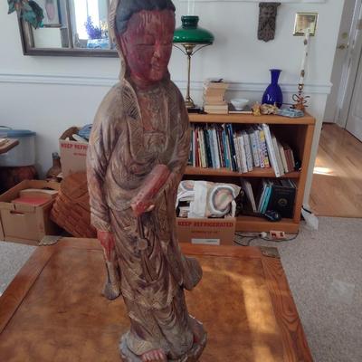 Wood Carved Goddess Statue 36"