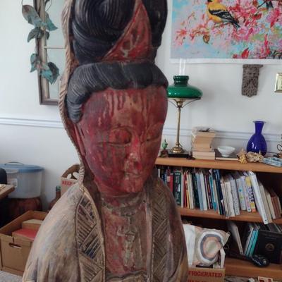 Wood Carved Goddess Statue 36"