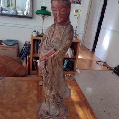 Wood Carved Goddess Statue 36"