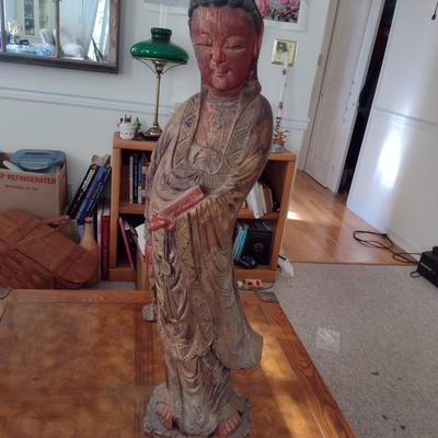 Wood Carved Goddess Statue 36"