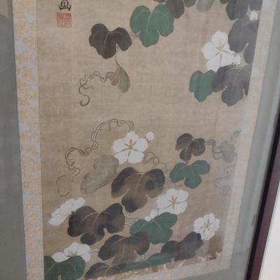 Framed Asian Silk Fabric Art
