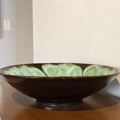Vintage Mid-Century Style Drip-Glaze Art Pottery Bowl, Marked "KNOYWEN Art Ceramics, New York"