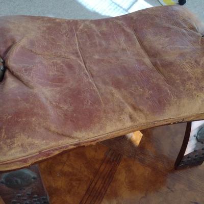Vintage Camel Saddle with Leather Seat