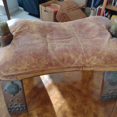 Vintage Camel Saddle with Leather Seat