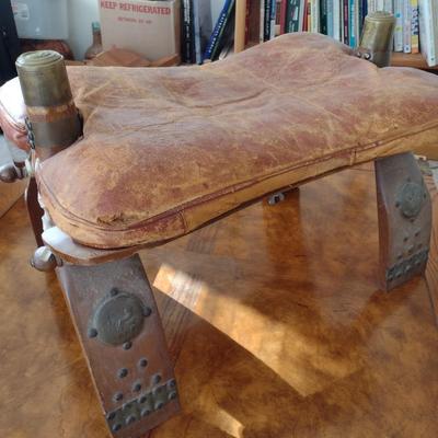 Vintage Camel Saddle with Leather Seat