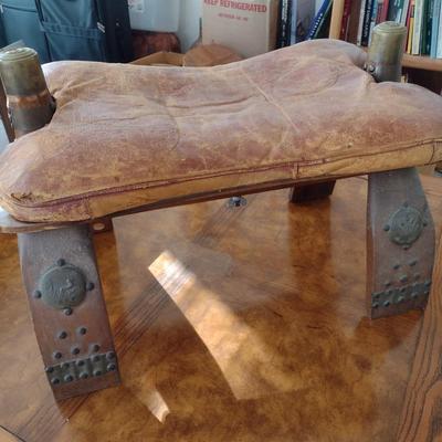 Vintage Camel Saddle with Leather Seat