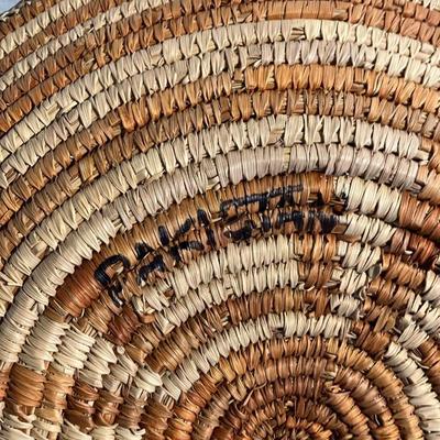 Vintage Handwoven Pakistani Coiled Basket Plate Tray – 14" Sunburst Geometric Design