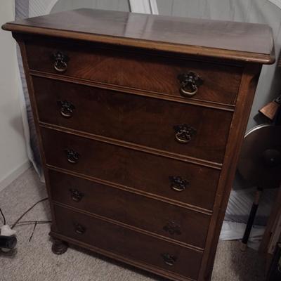 Vintage Mahogany Five Drawer Dresser
