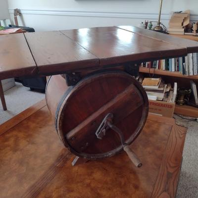 Antique Barrel Butter Churn Accent Table