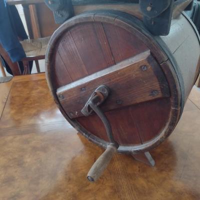 Antique Barrel Butter Churn Accent Table