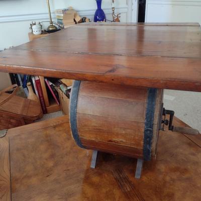 Antique Barrel Butter Churn Accent Table