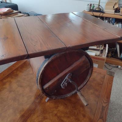 Antique Barrel Butter Churn Accent Table