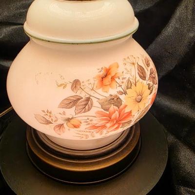 Vintage Gone With the Wind Style Hurricane Lamp – Hand-Painted Floral Milk Glass Parlor Lamp