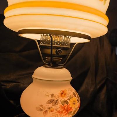 Vintage Gone With the Wind Style Hurricane Lamp – Hand-Painted Floral Milk Glass Parlor Lamp