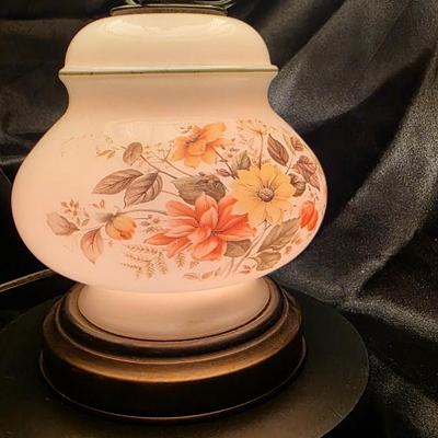 Vintage Gone With the Wind Style Hurricane Lamp – Hand-Painted Floral Milk Glass Parlor Lamp