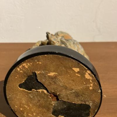 Vintage Art Nouveau-Style Spelter Bust of a Serene Young Woman with Floral Drapery