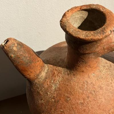 Antique Mediterranean Terracotta Ewer or Pitcher with Side Spout and Handle, 19th–Early 20th Century