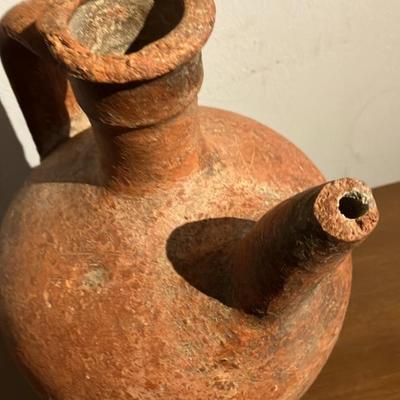 Antique Mediterranean Terracotta Ewer or Pitcher with Side Spout and Handle, 19th–Early 20th Century