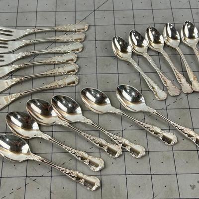 Silver Plated Dessert Set Marked Rodd, Fork, Spoon and Demitasse