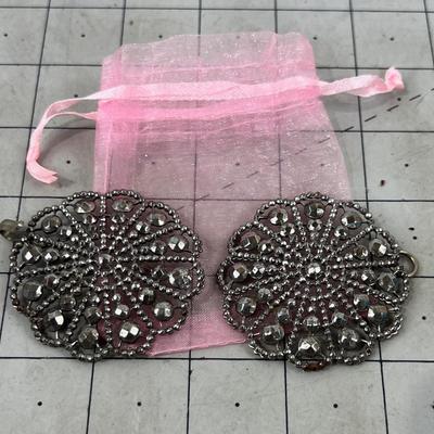 Antique Buckle Faceted Metal Set of 2 