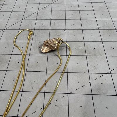 Gold Chain with Gold Trim on Shell NECKLACE 
