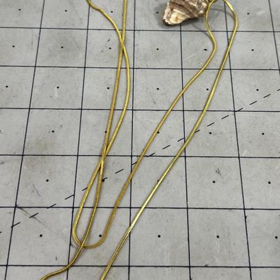 Gold Chain with Gold Trim on Shell NECKLACE 