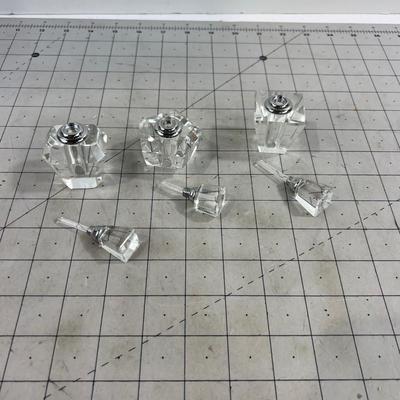 3 Cut Glass Small Perfume Bottles, the tops screw on