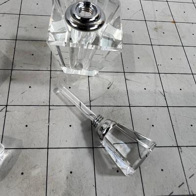 3 Cut Glass Small Perfume Bottles, the tops screw on