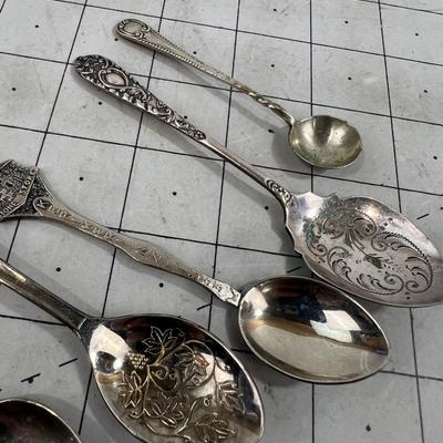 5 interesting Brass and Silver Spoons  
