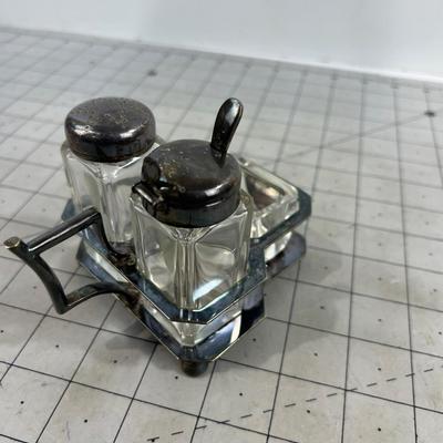 Silver Plated Condiment Set Neat, English Style