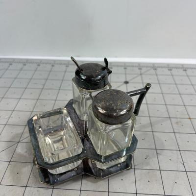 Silver Plated Condiment Set Neat, English Style
