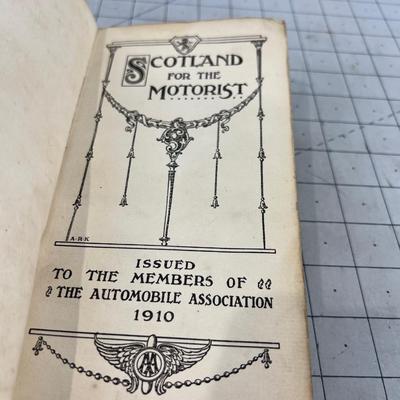 Antique Travel Book, Scotland for the Motorist Dated 1910