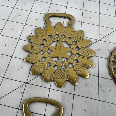 4 Horse Brasses all Plants Acorn, Wheat, Flower 