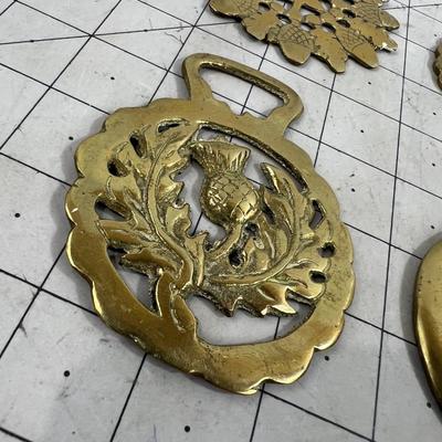 4 Horse Brasses all Plants Acorn, Wheat, Flower 
