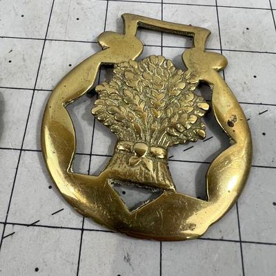 4 Horse Brasses all Plants Acorn, Wheat, Flower 