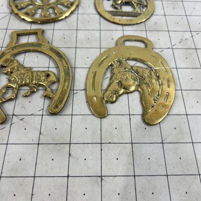 4 Horse Brasses with Lucky horses on them