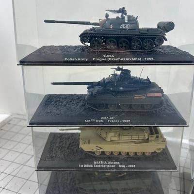 (12) 1970's-'90's  Battle Tanks and Armor Vehicles in Plastic Cases