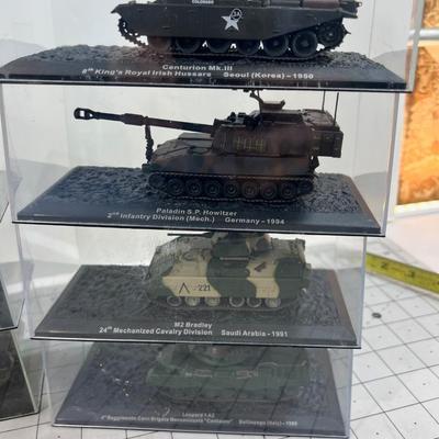 (12) 1970's-'90's  Battle Tanks and Armor Vehicles in Plastic Cases