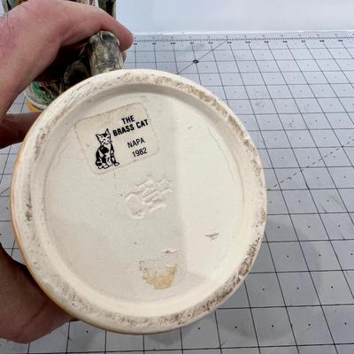 2 Vintage Beer Steins, Ceramic with Pewter Lids