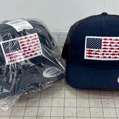 2 Columbia Fish Flag Snapback Hats 