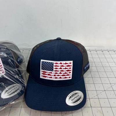 2 Columbia Fish Flag Snapback Hats 