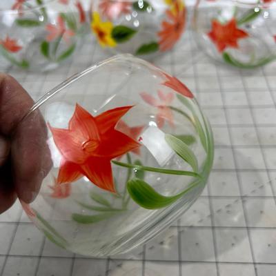 (7) Hand Painted Glass Bowl Candle Holders 