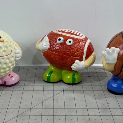 3 Piggy Banks Golf, Basket Ball and Football