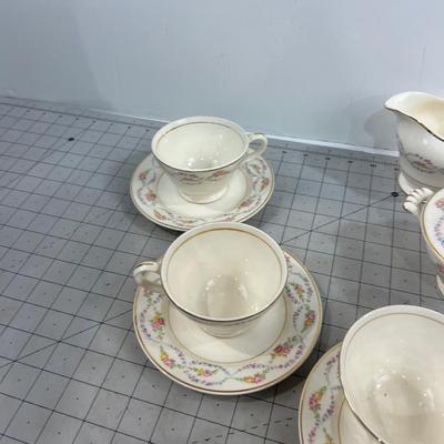 Knowles China 4 Cups & Saucer Plus Cream & Sugar